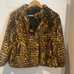 Faux Fur Leopard Jacket Womens S